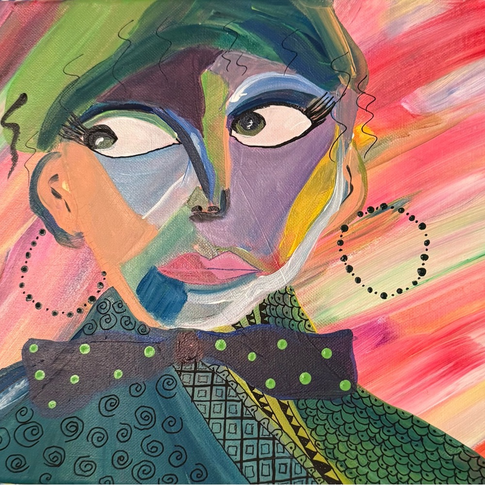 Colorful Original Art Expressionist Portrait Canvas